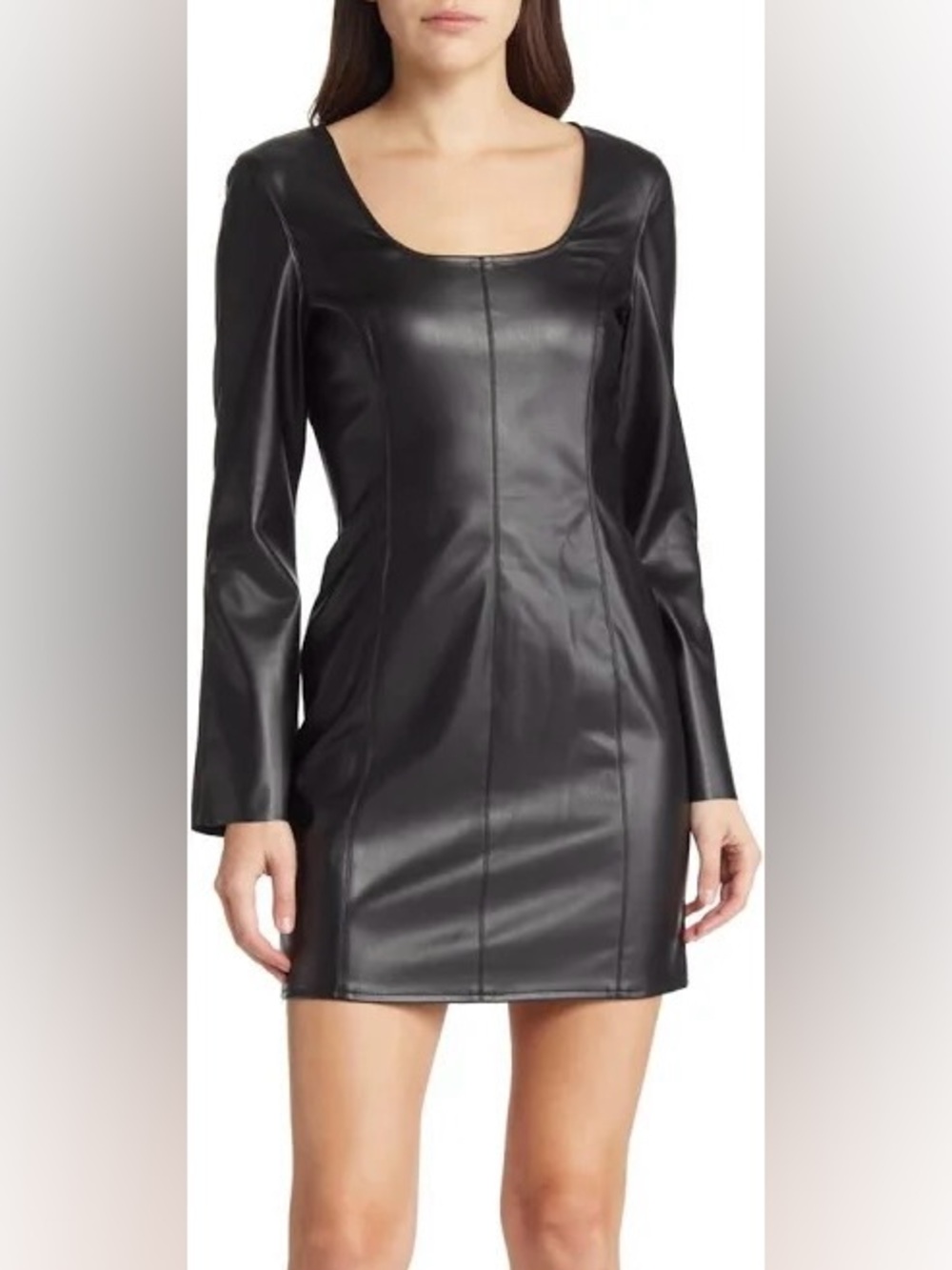 Vero Moda Faux Leather Long-Sleeve Mini Dress